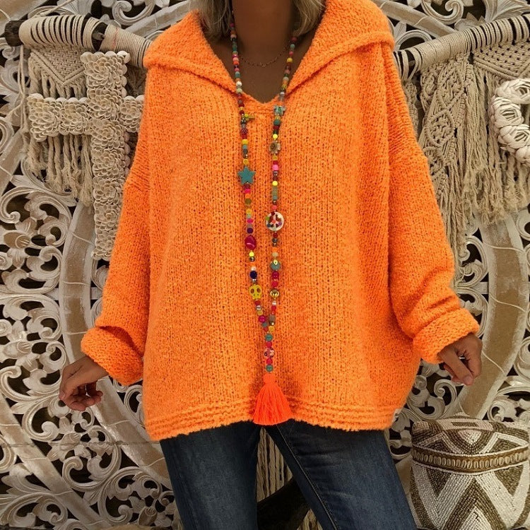 🧶 Naisten Neulepusero Hupparilla – Rento & Tyylikäs/🧶Women's Sweater with Hoodie – Casual and Stylish