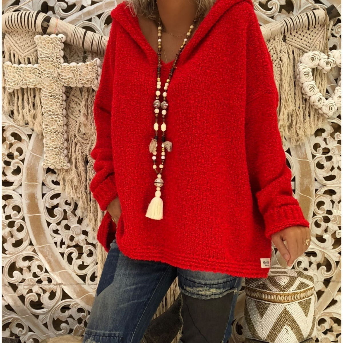 🧶 Naisten Neulepusero Hupparilla – Rento & Tyylikäs/🧶Women's Sweater with Hoodie – Casual and Stylish