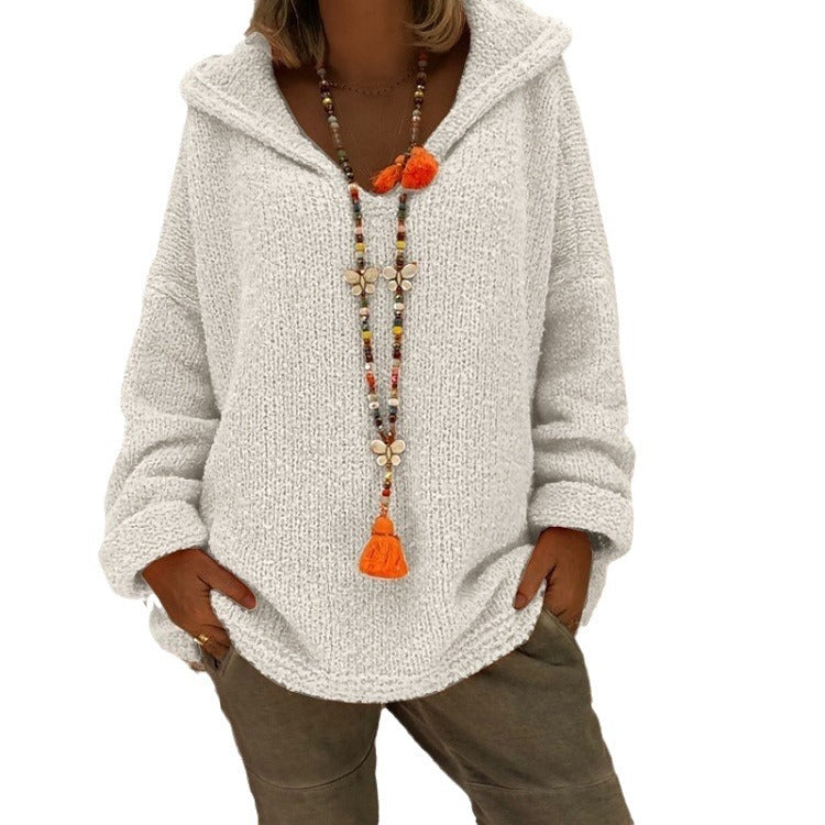 🧶 Naisten Neulepusero Hupparilla – Rento & Tyylikäs/🧶Women's Sweater with Hoodie – Casual and Stylish