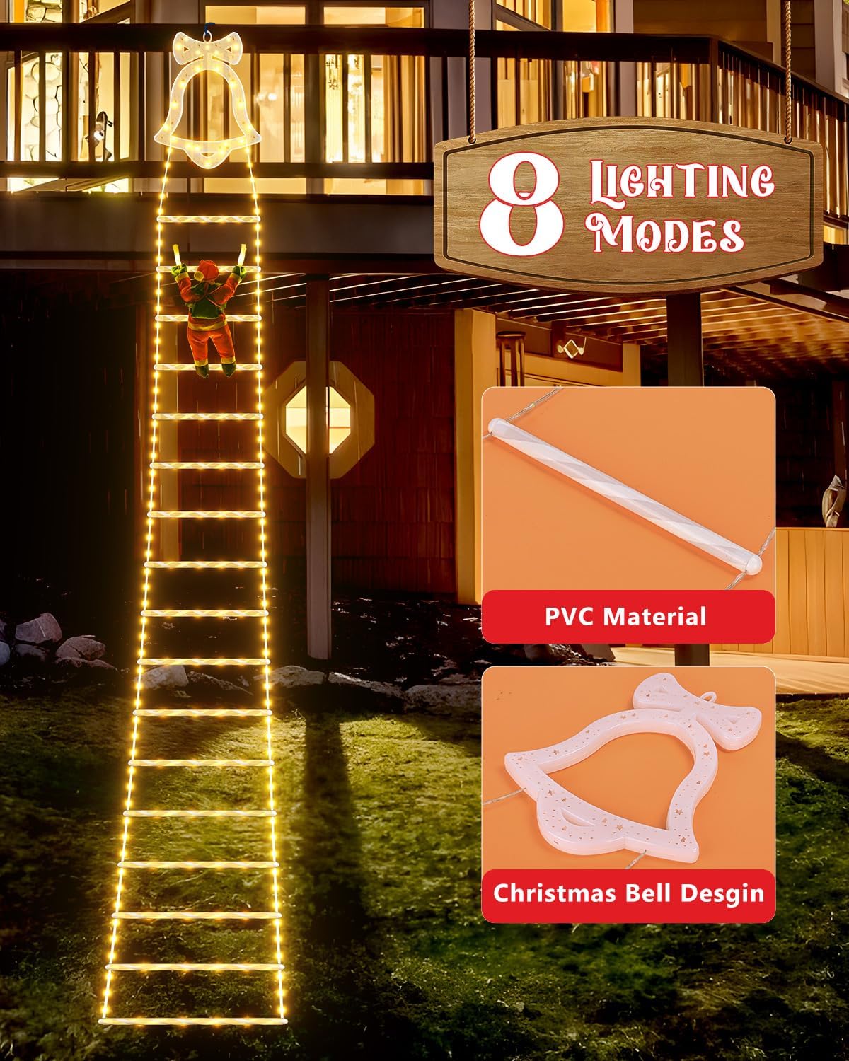 🎊LED Christmas Lights - 🎄Christmas Decorative Ladder Lights with Santa Claus✨
