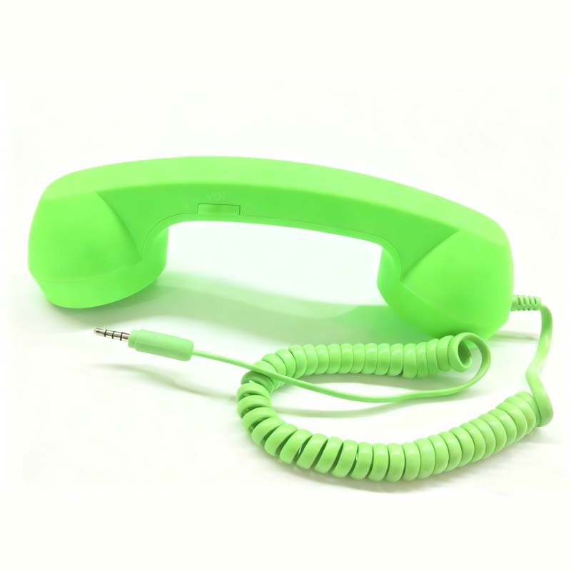 Vintage-Retro-Telefongriff mit Handy-Hörer und Mikrofon/Vintage retro telephone handle with mobile phone handset and microphone