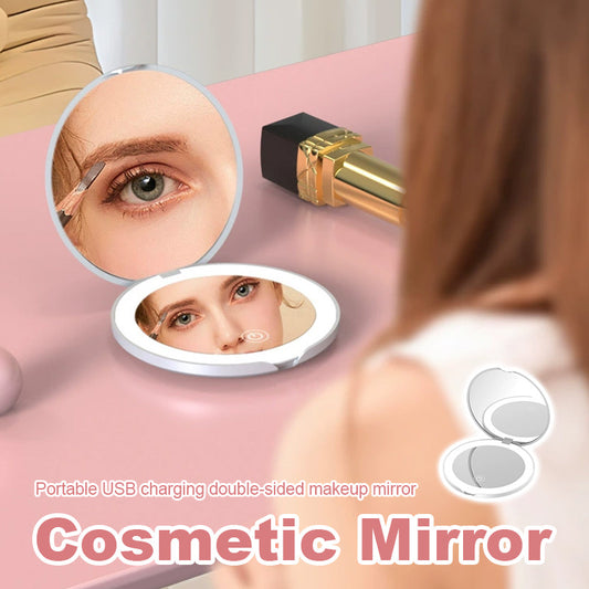 Tragbarer Doppelseitiger Schminkspiegel Mit USB-Ladefunktion/Portable USB charging double-sided makeup mirror