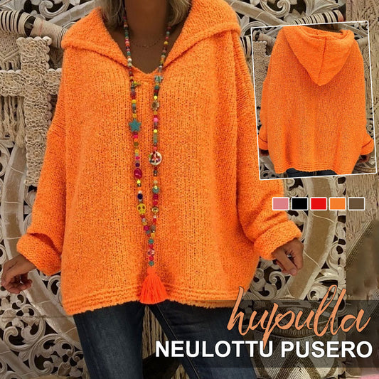 🧶 Naisten Neulepusero Hupparilla – Rento & Tyylikäs/🧶Women's Sweater with Hoodie – Casual and Stylish