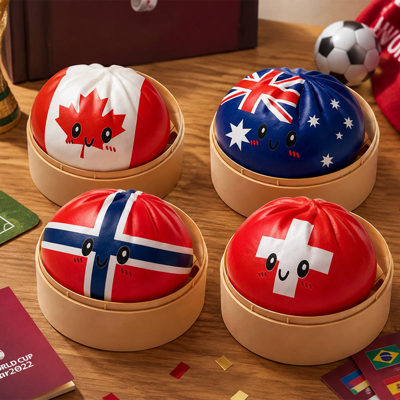 New 2026 World Cup Nation Flag Steamed Bun Squishy Stress Relief Toy
