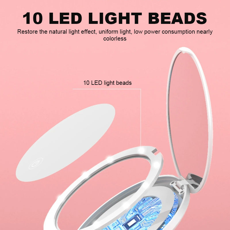 Tragbarer Doppelseitiger Schminkspiegel Mit USB-Ladefunktion/Portable USB charging double-sided makeup mirror