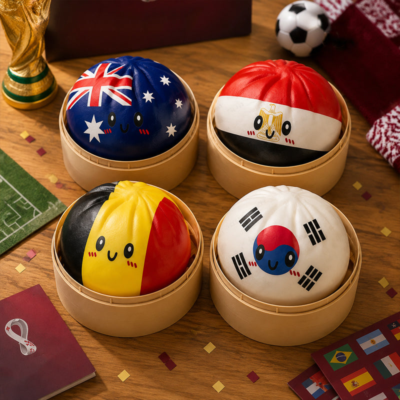 New 2026 World Cup Nation Flag Steamed Bun Squishy Stress Relief Toy