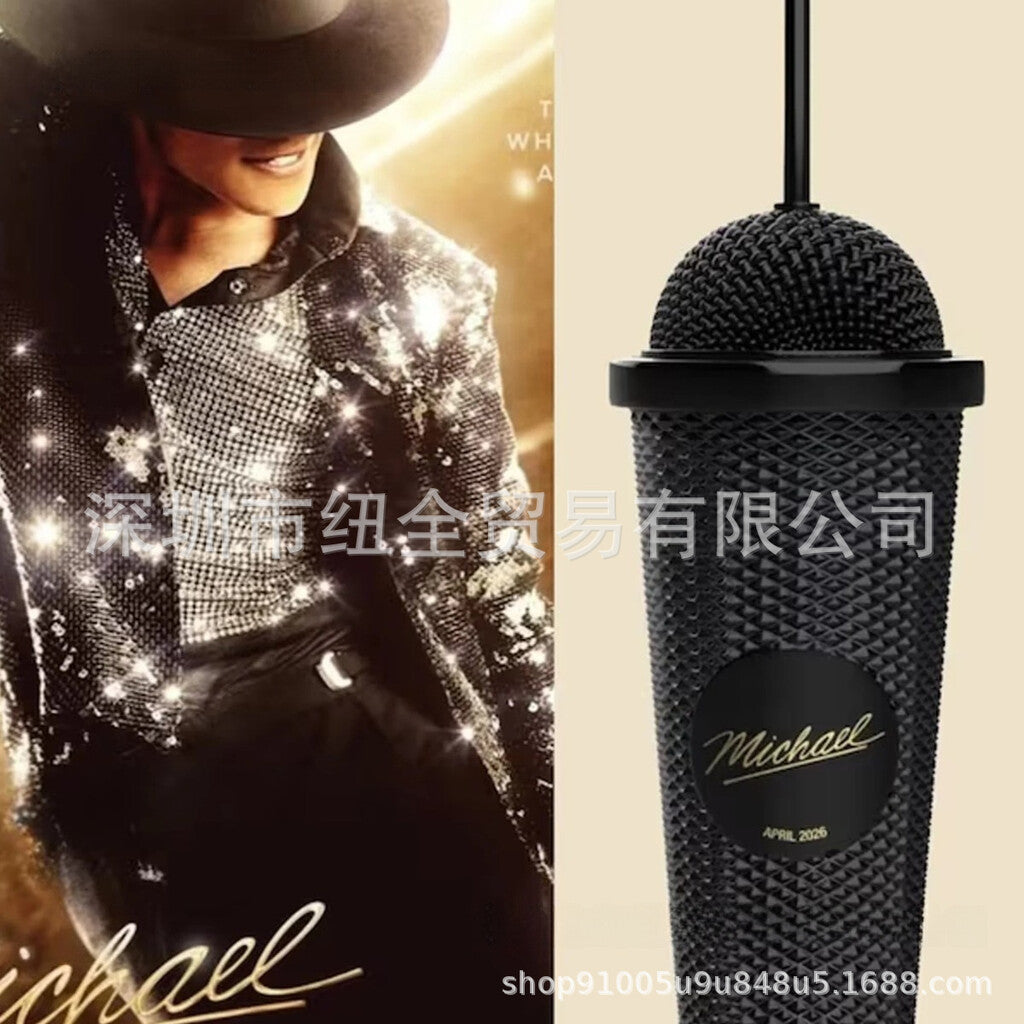 Superstar Microphone-Shaped Tumbler | Unique Gold & Black Drinkware
