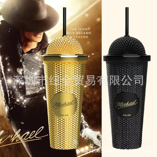 Superstar Microphone-Shaped Tumbler | Unique Gold & Black Drinkware