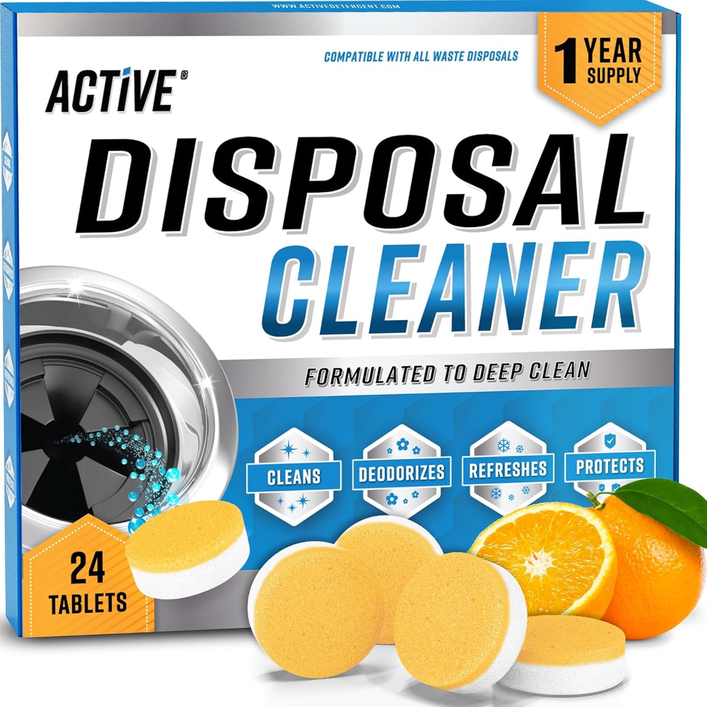 Garbage Disposal Cleaner & Deodorizer Tablets - 24 Pack