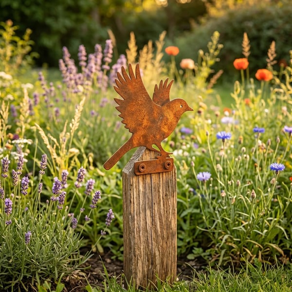 5-delige levensechte roestige metalen vogelsilhouetten als tuindecoratie/5-Piece Lifelike Rusty Metal Bird Silhouettes for Garden Decoration