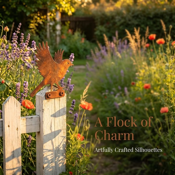 5-delige levensechte roestige metalen vogelsilhouetten als tuindecoratie/5-Piece Lifelike Rusty Metal Bird Silhouettes for Garden Decoration