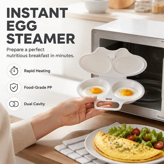 2-Egg Microwave Egg Poacher – Quick & Easy Breakfast Cooker with Lid & Handle