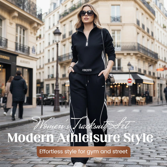 Damen-Freizeit-Trainingsanzug-Set mit halbem Reißverschluss